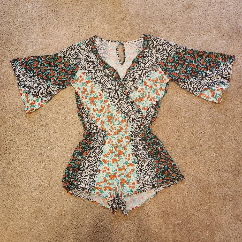 Michael Stars mixed print romper
